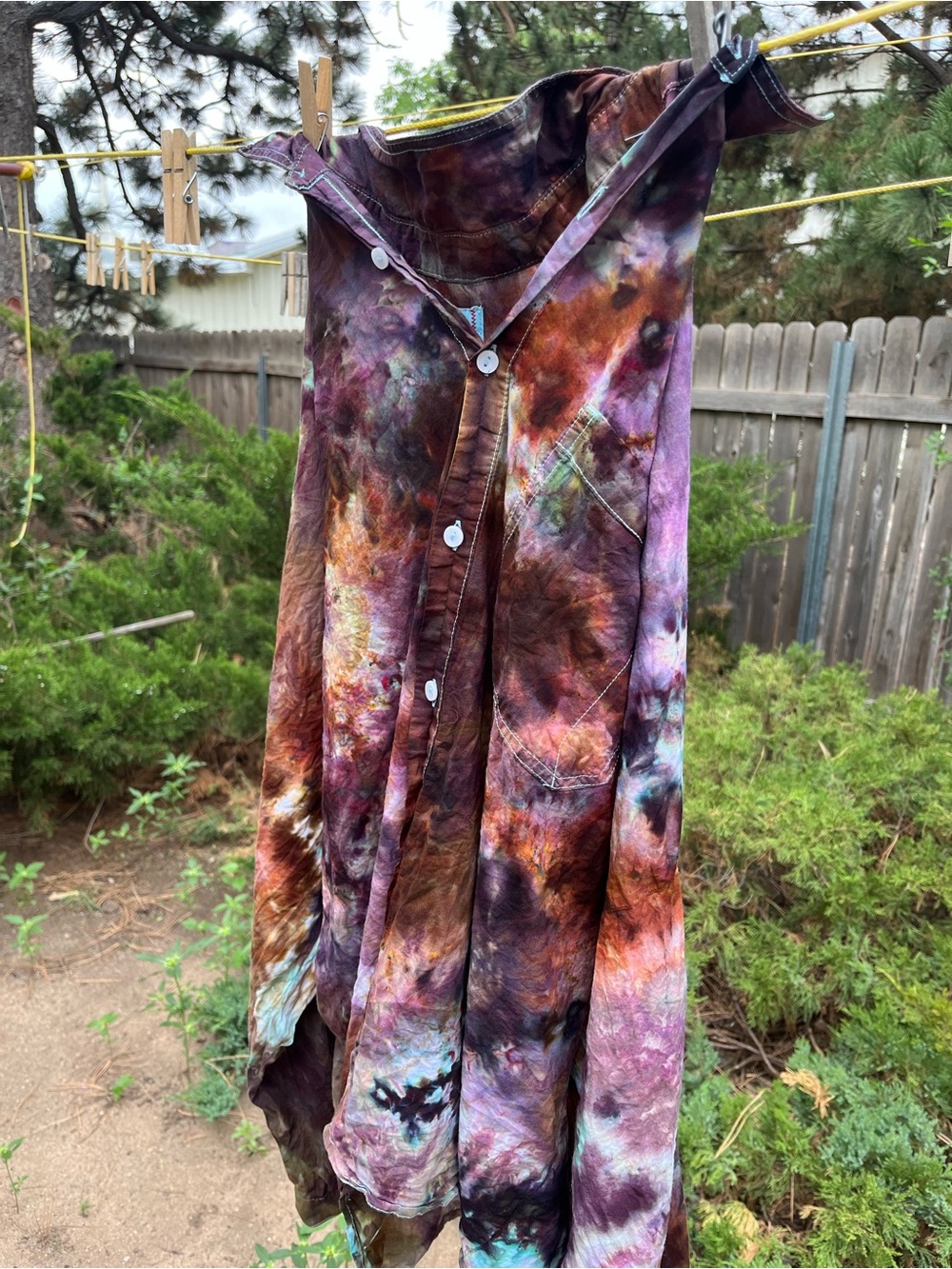 Up cycled Tie-Dye Button Up Women's Cotton blouse